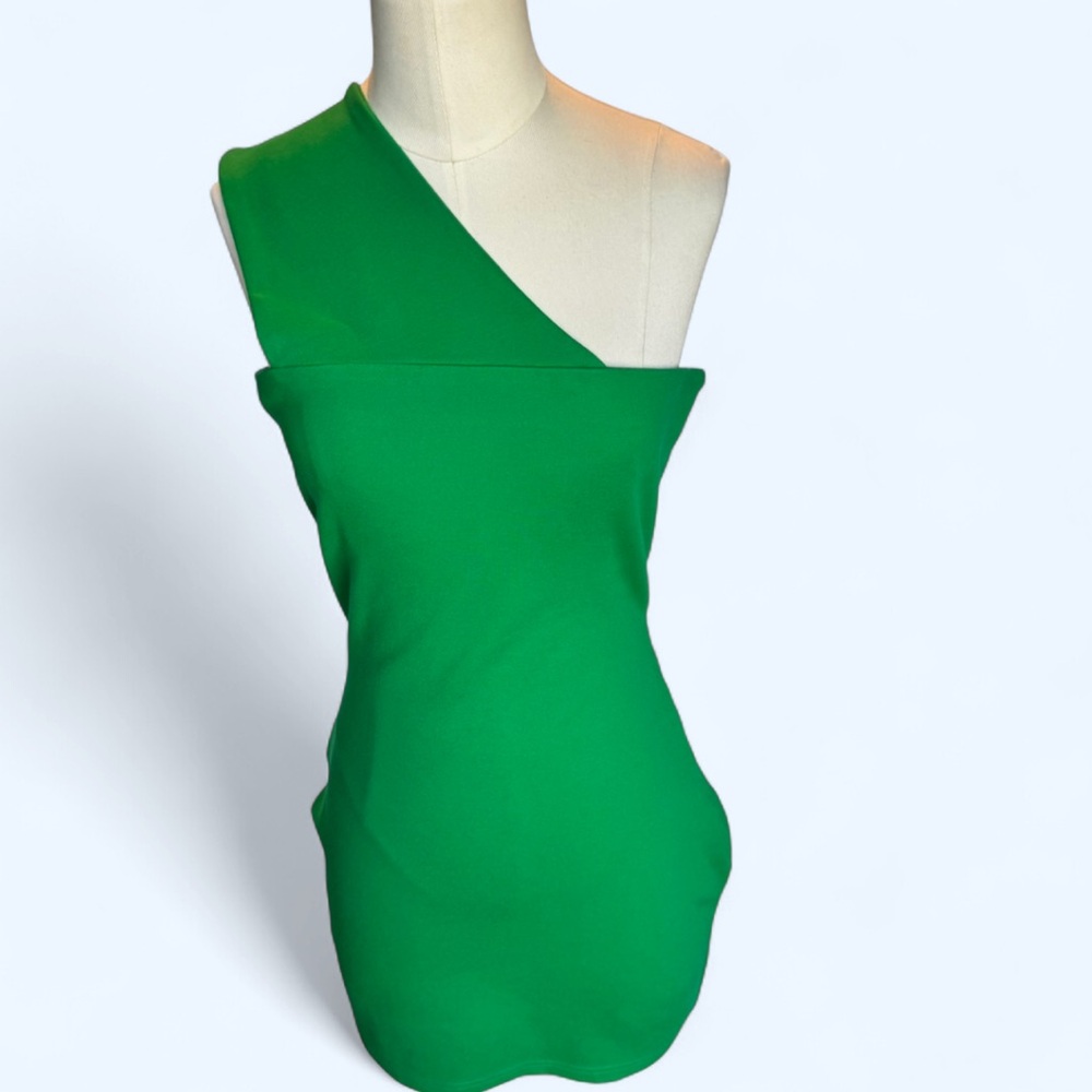 Superdown Green One-Shoulder Bodycon mini dress size large side zipper